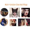 XJKLBYQ 10 PCS Halloween Costume Claws Fake Nails Ring Set, Gothic Punk 3 Sizes Crystal Full Finger Rings Paved Paw Bend Fingertip Fingernail Claw Girls Ring False Easy Long Nails (Black) view 3