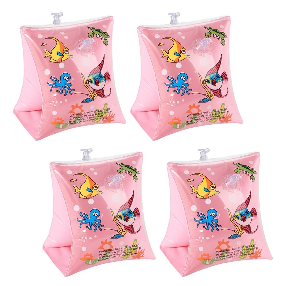 4 Pieces Swim Arm Bands for Kids (Aged 4-6) Inflatable Swimming Arm Floaties Cartoon Roll Ups Armbands Pool Floats Sleeves Floater Tube Water Wings for Water Sports Learning Swim Training Aids