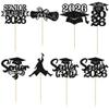 Ephlyn 24Pcs Graduation Cupcake Toppers Glitter Senior Class of 2026 Cake Toppers Diploma Grad Cap Cupcake Picks 2026 for Grade Graduation Party Supplies Black view 3