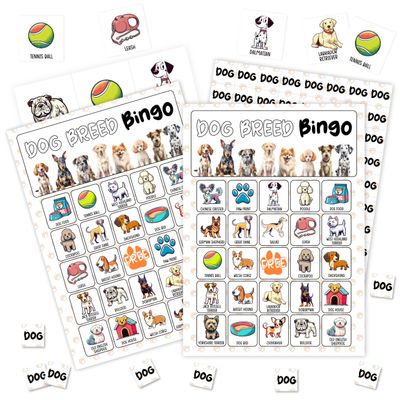 Dog Games Bingo Cards, Puppy Theme Bingo Game, Pet Game for Family Friends Large Multiplayer Group Activities, Dog Party Birthday Favors Gifts -10