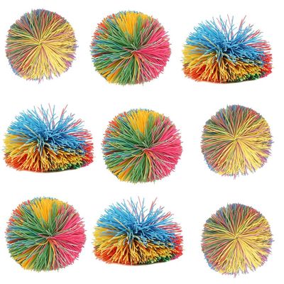 16 PCS Sensory Fidget Stringy Balls, Multicolor Soft Rubber Bouncy Stress Balls, Pull Stretch Elastic Ball Toy Rainbow Fidget Party Favors