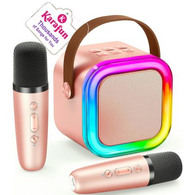 Mini Karaoke Machine for Kids, 2026 TOP Toys Birthday Valentine's Day Gifts Ideas for Girls Ages 4, 5, 6, 7, 8, 9, 10, 12+ Years Old, Portable MP3 Player with 2 Wireless Mics for Family Home Party