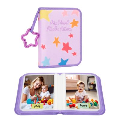 Baby's My First Photo Album for Baby Holds 21 4x6 Photos, Baby Photo Album Soft Cloth Family Book, My First Album for 4x6 Baby Shower Kids Toddlers Family Pictures, Toddler Photo Album (Purple)