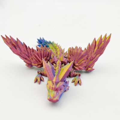 iBedding 3D Printed Dragon with Wings - Executive Desk Toys Articulated Crystal Dragon, Anxiety Relief Unisex Adults (Purple)