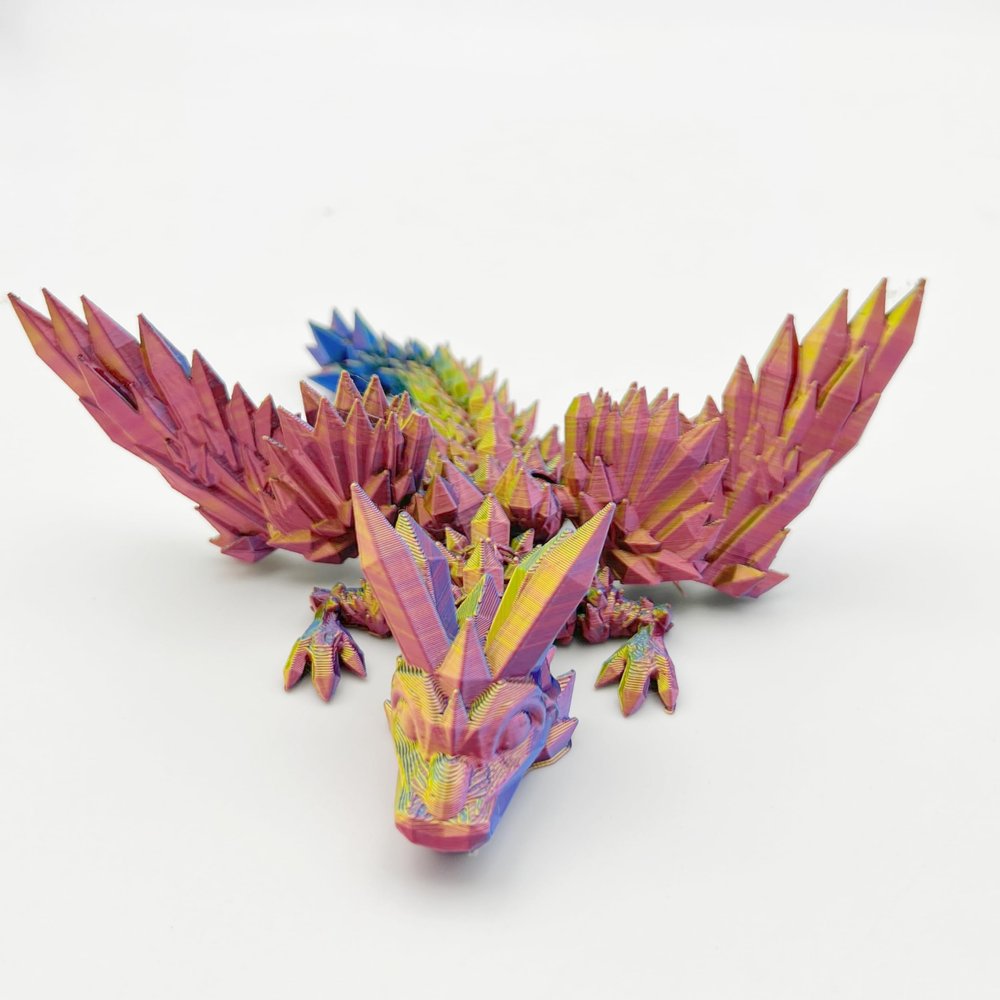 iBedding 3D Printed Dragon with Wings - Executive Desk Toys Articulated Crystal Dragon, Anxiety Relief Unisex Adults (Purple)