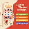 Asweets Montessori Busy Board for Toddler, Red Robot Sensory Board with 8 LED Shape Light Switches, Travel & Gift Toys for Kids view 2