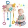 ETETOO Montesorri-Toys - Montessori Pull String Toy - Made of 100% Food Grade Silicone with Built-in Rattle Function and Easy to Clean Design (Cream Color) view 1