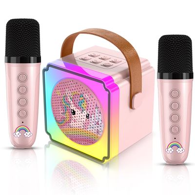 Toys for Girls Karaoke Machine for Kids, Mini Karaoke Machine Kids Toys 3 4 5 6 7 8 9 10 12+, Girl Toys Age 4-5, Princess Toys Birthday Gifts for Girls Boys Party (Pink 2 Mics)