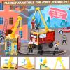 Magnetic Tiles Road Set with 2 Cranes & Double-Sided Magnet Tiles,Boys Toys for Ages 3-5 5-7 8-12,STEM Magnetic Building Construction Toys Include Car,Stations,Dolls,Roads,Signs,Gifts for 3+ Kids view 3