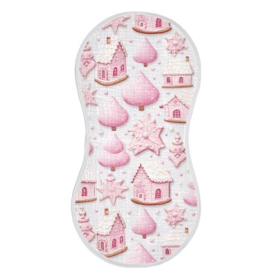 J JOYSAY Pink Christmas Cookies Gingerbread Baby Burp Cloths for Boys Girls Large 22''x11'' Cotton Burp Rags Extra Absorbent Soft 4 Layer Burp Cloths Pack for Boy Spit Up 1 Pack