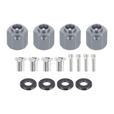 MECCANIXITY Aluminum Wheel Hex Hub 12mm Hex Extended Spacers Drive Adapter for RC Crawler Car Replacement, Grey