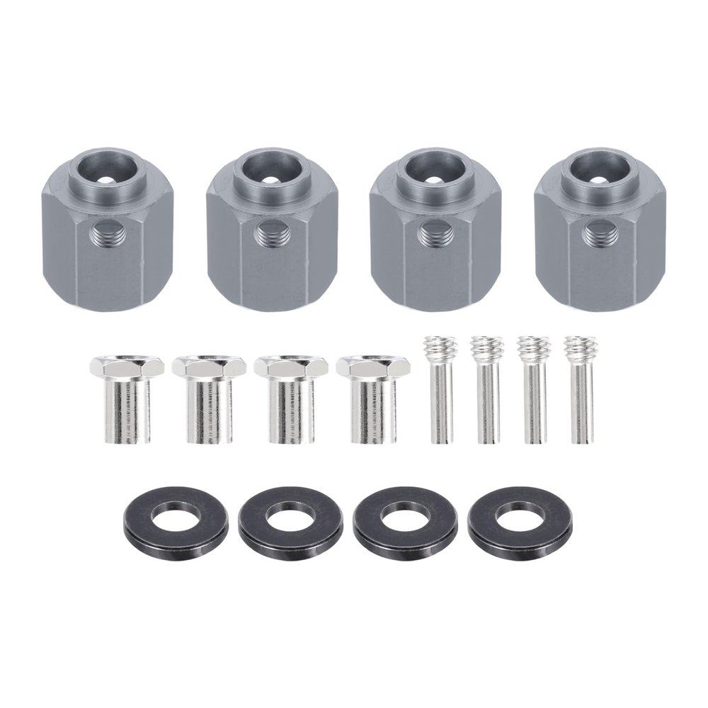 MECCANIXITY Aluminum Wheel Hex Hub 12mm Hex Extended Spacers Drive Adapter for RC Crawler Car Replacement, Grey