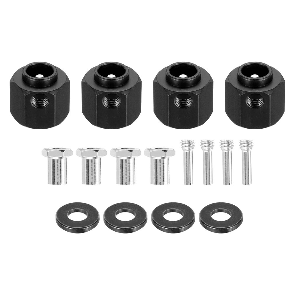 MECCANIXITY Aluminum Wheel Hex Hub 10mm Hex Extended Spacers Drive Adapter for RC Crawler Car Replacement, Black