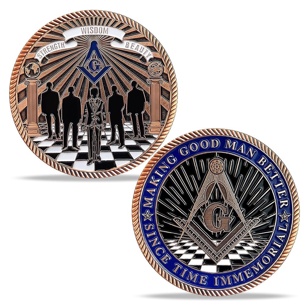 Masonic Challenge Coin Freemason Coin Blue Lodge Brotherhood Coin
