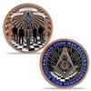 Masonic Challenge Coin Freemason Coin Blue Lodge Brotherhood Coin view 1