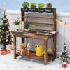 Costzon Kids Potting Bench, Wood Toy Gardening Center with 4 Pots, Chalkboard, Removable Sink, Storage Shelves, Mud Kitchen for Kids Outdoor Play Kitchen, Gift for Boys Girls 3+ view 1