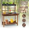 Costzon Kids Potting Bench, Wood Toy Gardening Center with 4 Pots, Chalkboard, Removable Sink, Storage Shelves, Mud Kitchen for Kids Outdoor Play Kitchen, Gift for Boys Girls 3+ view 4