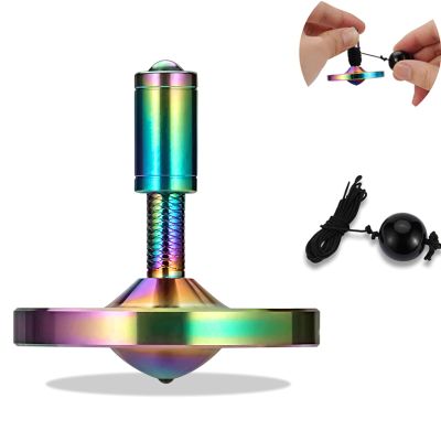 RullPulu Premium Spinning Top with String, 304 Stainless Steel Anty-Gravit Gyroscope, Perfect Balance, Spin Long Time More Than 15 Minutes,Stress Relief Kill Time Toys (L/Colorful)