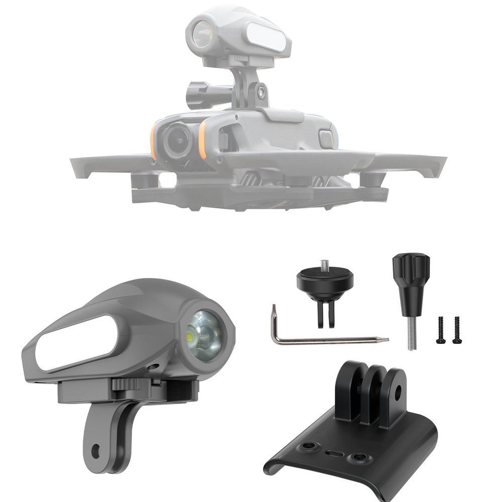 Drone Searchlight Strobe Light for DJI Avata 2 Night Navigation Flight Light Lamp Headlight Mount with Top Carry Extension Bracket Adapter Clamp Holder for Avata 2 Drone Anti-Collision Accessories
