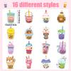 BeYumi Bubble Tea Sticker Roll - 1000Pcs Boba Stickers in 2 Rolls Waterproof Vinyl Drinks Theme Cute Kawaii Bubble Tea Decals Gift Laptop Bottle Scrapbooking Luggage Computer Envelope Decor for Kids view 2
