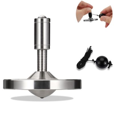 RullPulu Premium Spinning Top with String, 304 Stainless Steel Anty-Gravit Gyroscope, Perfect Balance, Spin Long Time More Than 15 Minutes,Stress Relief Kill Time Toys (L/Silver)