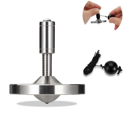 RullPulu Premium Spinning Top with String, 304 Stainless Steel Anty-Gravit Gyroscope, Perfect Balance, Spin Long Time More Than 15 Minutes,Stress Relief Kill Time Toys (S/Silver)