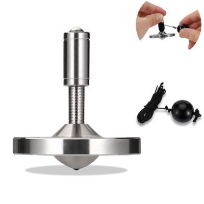 RullPulu Premium Spinning Top with String, 304 Stainless Steel Anty-Gravit Gyroscope, Perfect Balance, Spin Long Time More Than 15 Minutes,Stress Relief Kill Time Toys (M/Silver)