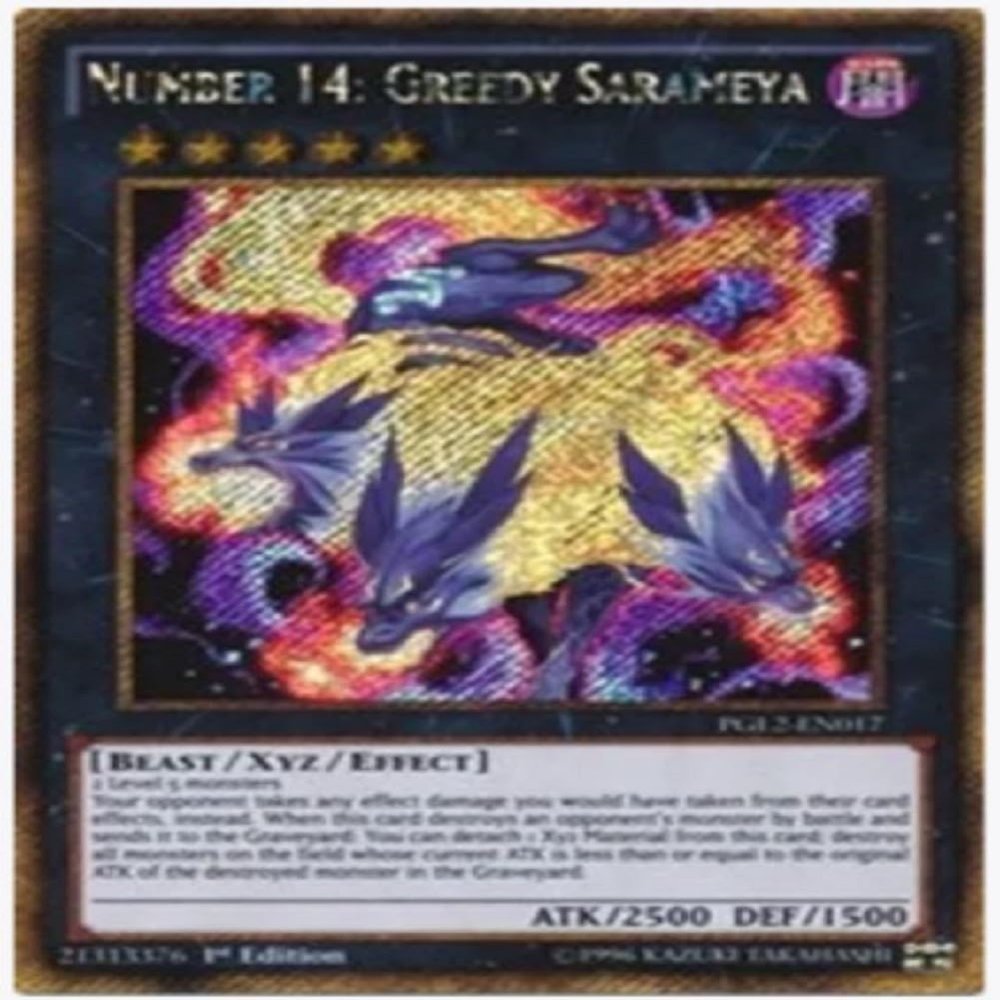 yugioh - Number 14: Greedy Sarameya PGL2-EN017 1st Edition Gold Secret Rare - Premium Gold: Return of The Bling