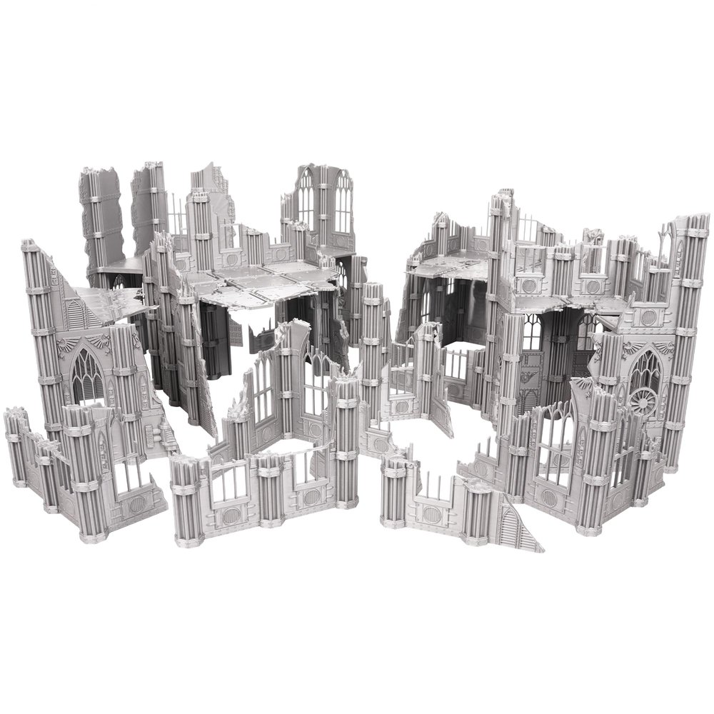 Tabletop Terrain Gothic Sector - Grimdark Sci-Fi Ruins - Modular Sci-Fi Terrain for Tabletop Wargaming Competitive Ruins 28mm 32mm