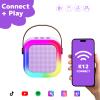 Fede Karaoke Machine for Kids Adults, Mini Karaoke Machine with 2 Wireless Microphones, Portable Bluetooth Speaker with Voice Changing Effects & LED Lights, Best Gifts Toys for Girls and Boys view 4
