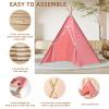 6 PCS Pink Kids Teepee Play Tent, Foldable Washable Tipi Tent Kids Boho Tent, Playhouse for Girls Boys Sleepovers Party Birthday Party Slumber Party for Indoor Outdoor Games view 4