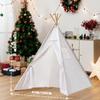 6 PCS White Kids Teepee Play Tent, Foldable Washable Tipi Tent Kids Boho Tent, Playhouse for Girls Boys Sleepovers Party Birthday Party Slumber Party for Indoor Outdoor Games view 2