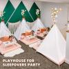 6 PCS White Kids Teepee Play Tent, Foldable Washable Tipi Tent Kids Boho Tent, Playhouse for Girls Boys Sleepovers Party Birthday Party Slumber Party for Indoor Outdoor Games view 3