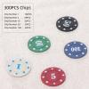 300pc Denomination Fake Plastic Poker Chips Set Counting Chips Mahiong Chips Bulk Playing Cards Chip Blackjack foldable Counters Numbers Mini Black Jack Lightweight Poker Chip for Travel Games 2 Decks view 2