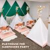 Wholelovein 6 PCS Kids Teepee Play Tent, Foldable Washable Tipi Tent Kids Boho Tent, Playhouse for Girls Boys Sleepovers Party Birthday Party (White) view 3