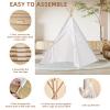 Wholelovein 6 PCS Kids Teepee Play Tent, Foldable Washable Tipi Tent Kids Boho Tent, Playhouse for Girls Boys Sleepovers Party Birthday Party (White) view 4