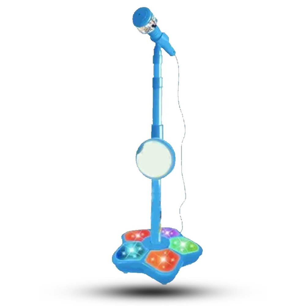 Children Microphone, Plastic Lightweight Kid Microphone Light Atmosphere Children Microphone with Blue Stand for Kids Gatherings Kindergarten Karaoke Mic