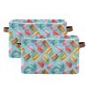 AMmao Rectangular Storage Basket Macaron Blue Pattern Foldable Fabric Storage Bin with Handles Toys Book Clothes Bin for Closet Shelf Nursery Office Laundry Bedroom Decor 2 Pack view 1