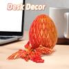 Flavery 3D Printed Flying Dragon Egg - 7" Winged Dragon in Diamond Easter Eggs, Flexible Crystal Animal Inside, Mystery Dragon Eggs Gift, Desk Decoration, Fidget Toy (Red Mix Gold) view 3