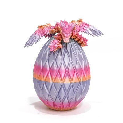Flavery 3D Printed Flying Dragon Egg - Winged Dragon in Diamond Easter Eggs, Flexible Crystal Animal Inside, Mystery 3D Gift, Desk Decoration, Fidget Toy (Candy Color Rainbow)