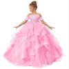 ZPVP Princess Flower Girl Dress for Wedding Long Tulle Girls Pageant Dress Puffy Ruffles Beaded Appliques Party Costumes Pink US13 view 1