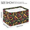 AMmao Rectangular Storage Basket Red Green Yellow Pepper Pattern Foldable Fabric Storage Bin with Handles Toys Book Clothes Bin for Closet Shelf Nursery Office Laundry Bedroom Decor 2 Pack view 3
