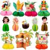 12Pcs Hawaiian Luau Party Table Decorations - Double sided Aloha Flamingo Honeycomb Centerpieces Table Decorations for Hawaiian Tiki Birthday Wedding Pool Party Supplies view 1