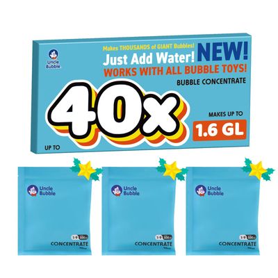 Uncle Bubble Concentrated Bubble Solution (up to 6L/1.6 Gallons) Regular Bubbles for Bubble Machine, Bubble Gun, Bubble Wands, Bubble Mower, Bubble Juice Refills. Make 3L/0.8 Gallons for Giant Bubble