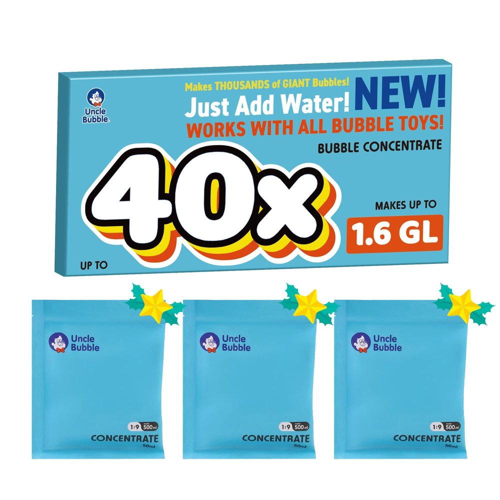 Uncle Bubble Concentrated Bubble Solution (up to 6L/1.6 Gallons) Regular Bubbles for Bubble Machine, Bubble Gun, Bubble Wands, Bubble Mower, Bubble Juice Refills. Make 3L/0.8 Gallons for Giant Bubble
