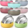 Nuogo 8 Pcs 304 Stainless Steel Baby Bowls with Removable Silicone Shell Toddler Bowls Kids Anti Scald Snack Container for Food Feeding, Dishwasher Safe (Bright Color) view 1