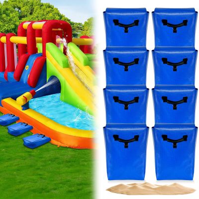 6 Pcs Sturdy Outdoor Toy Sandbags with Handle, 50lb Capacity, 6-Pack - Safely Secure Inflatable Bounce Houses, Water Slides, and TentsBlue