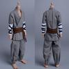 1/12 Scale Male Clothes,Martial Monk Combat Suit Men's Coat Pant Belt Clothing for 6inch Male Soldier Action Figure (Gray) view 2