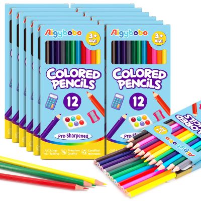 144 Count Colored Pencils for Kids, 12 Pack Colored Pencils Bulk in 12 Vibrant Colors, Pre-sharpened Color Pencil, Bulk School Supplies for Teachers, Classroom Prizes, Art Supplies for Adults