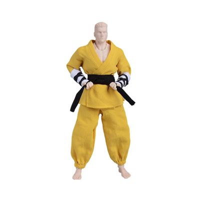 1/12 Scale Male Clothes,Martial Monk Combat Suit Men's Coat Pant Belt Clothing for 6inch Male Soldier Action Figure (Yellow)